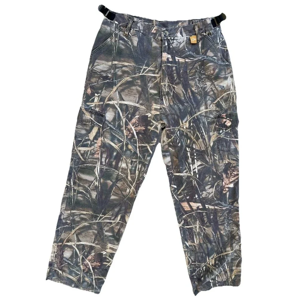 Whitewater Ducks Unlimited Camo Cargo Hunting Pants Mens Lg, Adjustable Realtree